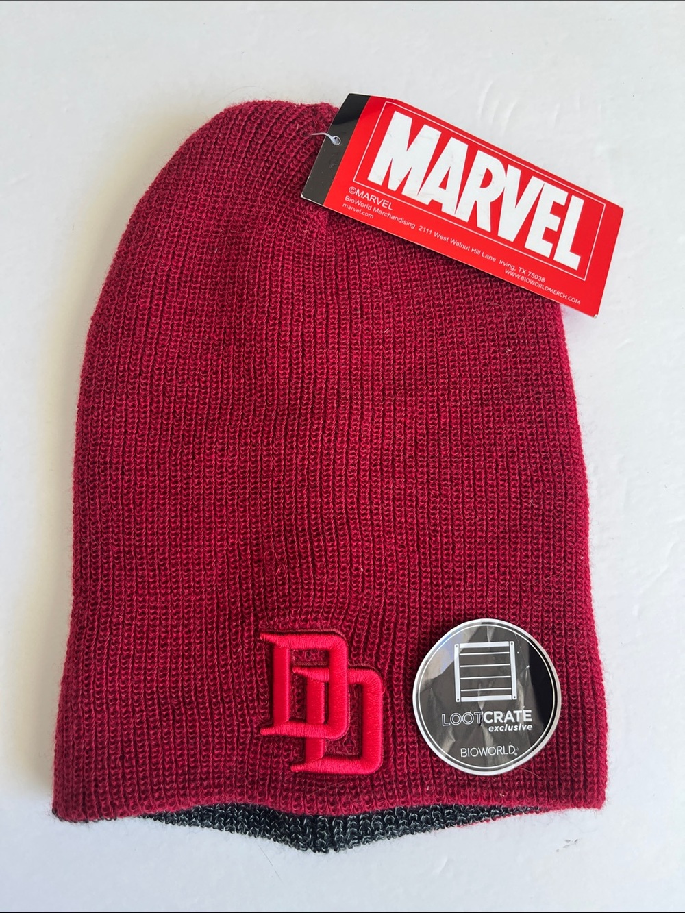 Marvel Reversible Daredevil Knit Beanie Cap Hat NWT
